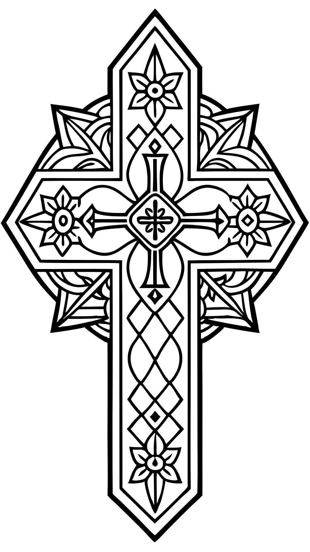 stained glass cross coloring page